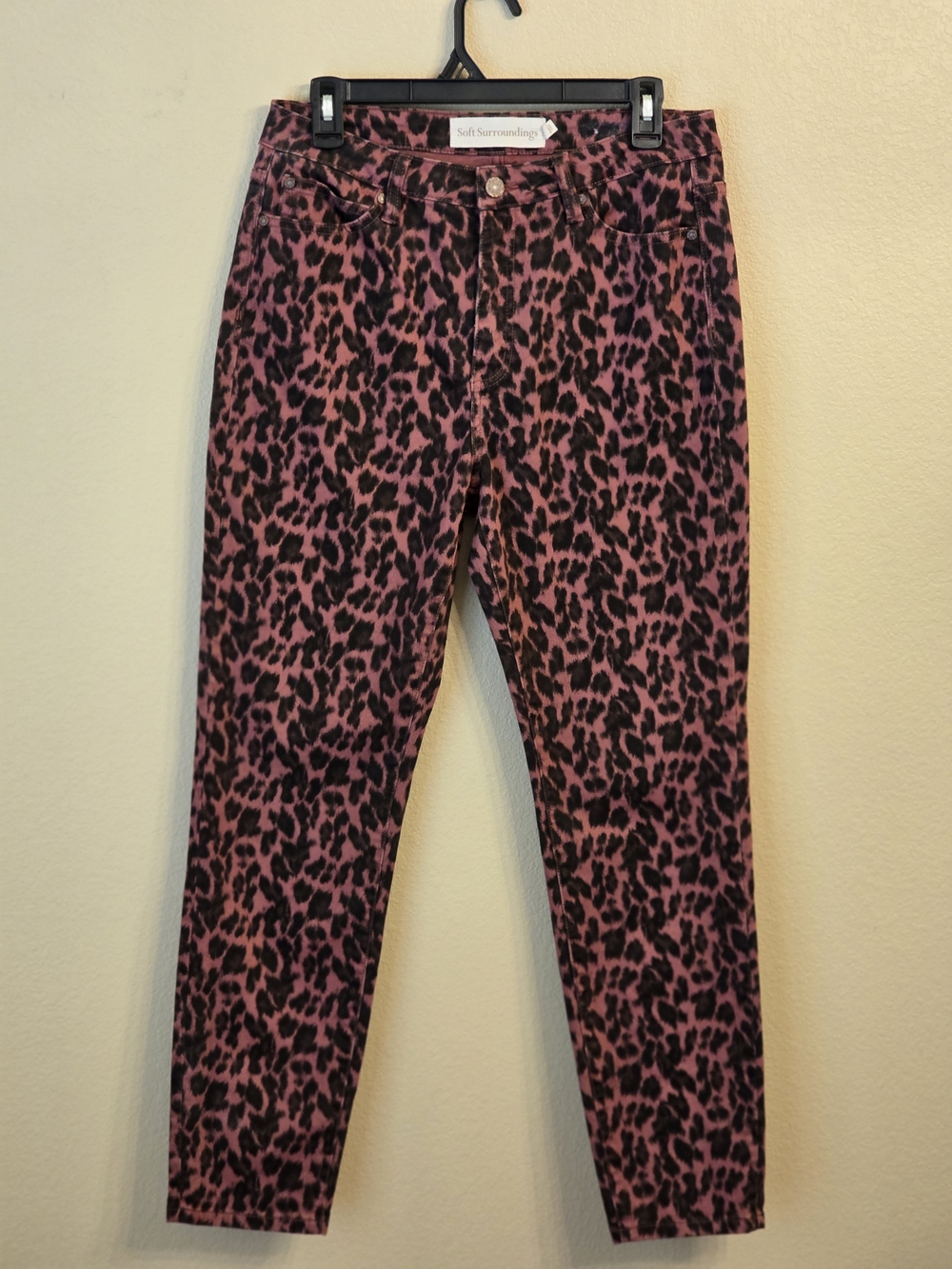 Soft Surroundings Red Leopard Print Jeans Size 10